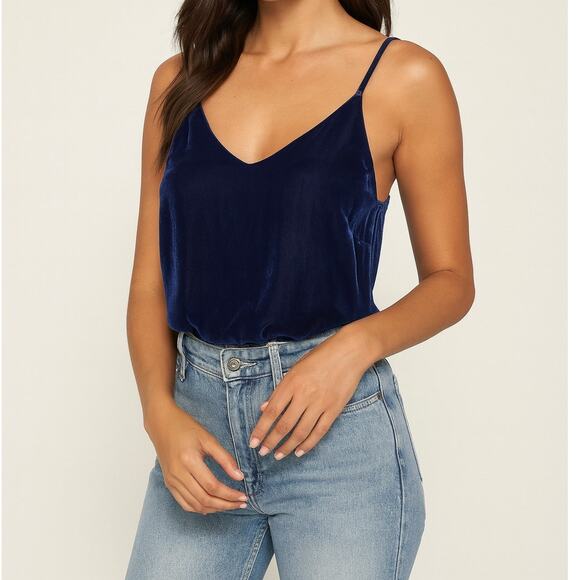 Lilly Pulitzer Silk Velvet Racerback Tank Top in Navy Blue Dusk Blouse XS - Picture 1 of 9